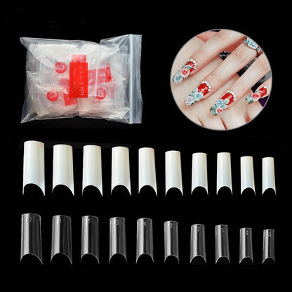 500 Pcs Half French False Nail Art Tips C Curved Fake Nails Acrylic UV Gel  Tip Manicure Ultra Flexible