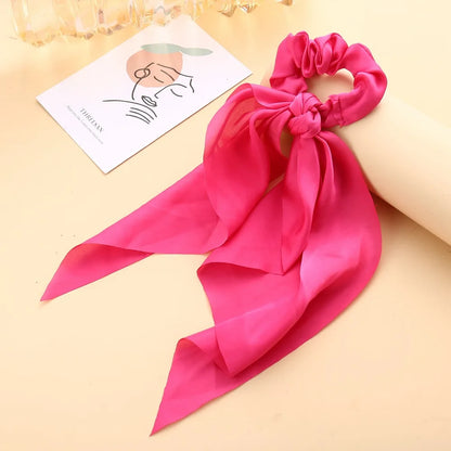 Floral Print Bow Satin Long Ribbon Ponytail Scarf Hair Tie Scrunchies Women Girls Elastic Hair Bands Hair Accessories