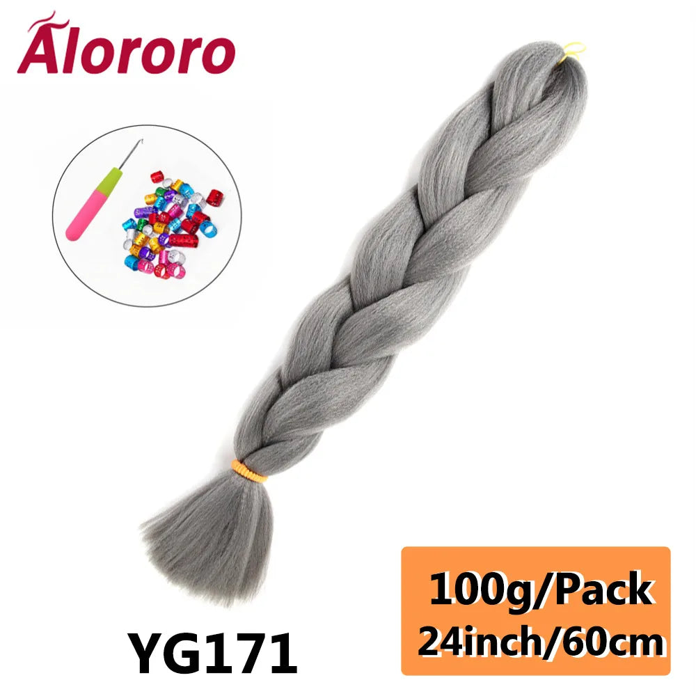 24 Inches Jumbo Braiding Hair Synthetic Hair Extensions Afro Ombre Crochet Braid Hair Wholesale For Women Alororo