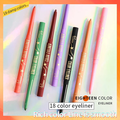 18 Color Eyeliner Waterproof Gel Eye Liner Pencil No Smudging Makeup Cosmetics For Charm Colored Eyes Cosmetics Pen Long Lasting