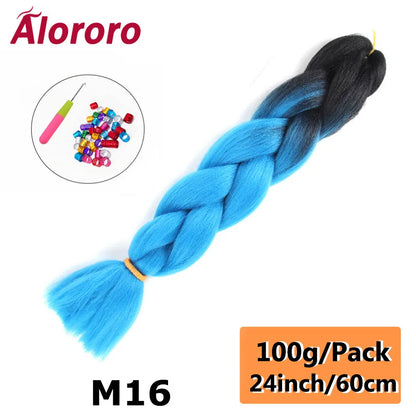 24 Inches Jumbo Braiding Hair Synthetic Hair Extensions Afro Ombre Crochet Braid Hair Wholesale For Women Alororo