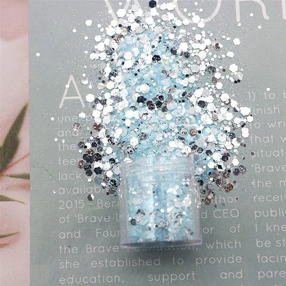 Nail Art Glitter Sequins 3D Mirror Hexagonal Sequin Flakes Nail Sequins Mix Nail Art Decorations Nail Supplies 10ml