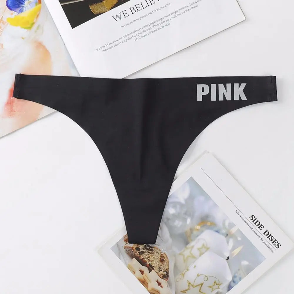 Letter Soft Seamless Briefs Thin Ice Silk Panties Low-Waist Girl Elastic Nylon Sexy Sports Thong Women Intimates