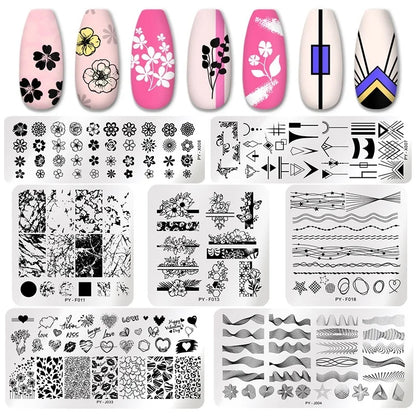 PICT YOU Flower Leaf Geometry Nail Stamping Plate Stainless Steel Nail Image Plate Stencil Tools DIY Printing Stamp Template