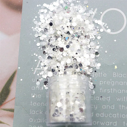 Nail Art Glitter Sequins 3D Mirror Hexagonal Sequin Flakes Nail Sequins Mix Nail Art Decorations Nail Supplies 10ml