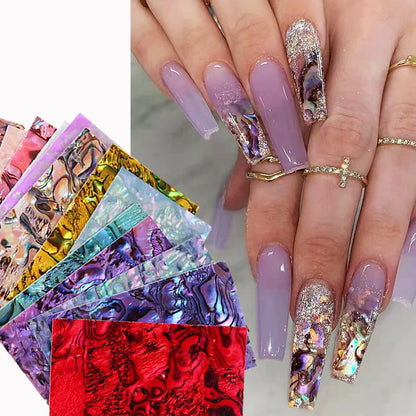 3D Nail Art Decal Adhesive Stickers Natural Sea Shell Sheets Sticker Press On Custom Nails Acrylic Manicure Decoration