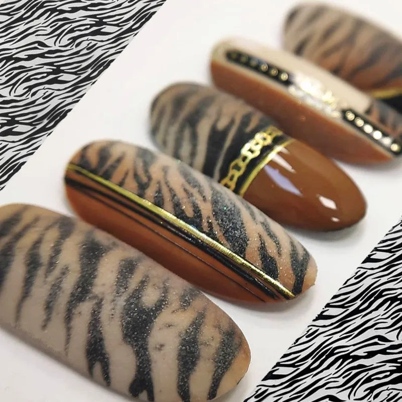 10 Rolls Leopard Print Nail Foils Transfer Paper Amber Nail Art Stickers Snake Skin Manicure Set Decal Animal Nails Decoration