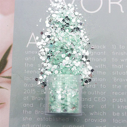 Nail Art Glitter Sequins 3D Mirror Hexagonal Sequin Flakes Nail Sequins Mix Nail Art Decorations Nail Supplies 10ml