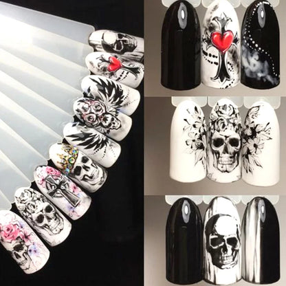 24 Pcs Halloween Nail Art Water Sticker Set Anime Skull Bone Decals Gel Polish Slider Accessories Nail Decorations LASTZ731-755