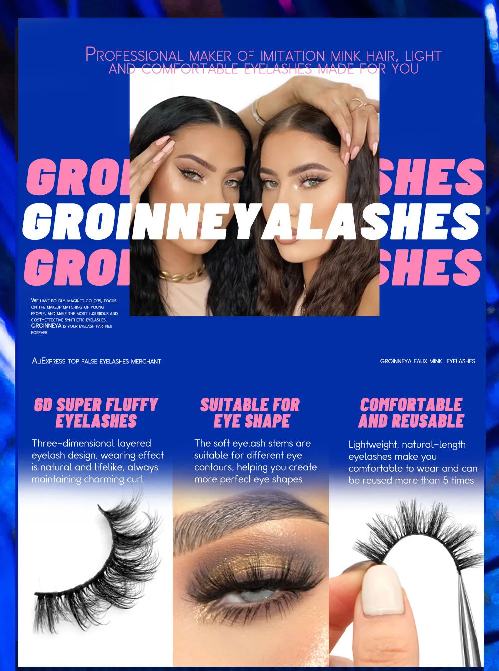 GROINNEYA lashes 5/10/20 pairs 3D Faux Mink Lashes Natural False Eyelashes Dramatic Volume Lashes Eyelash Extension Makeup