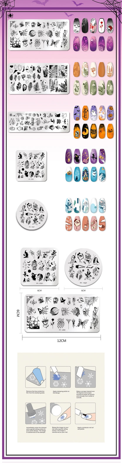 PICT YOU Halloween Nail Stamping Plates Snowflake Festival Pattern Nail Art Image Plates Stainless Steel Nail Art Plate Stencil