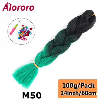 24 Inches Jumbo Braiding Hair Synthetic Hair Extensions Afro Ombre Crochet Braid Hair Wholesale For Women Alororo