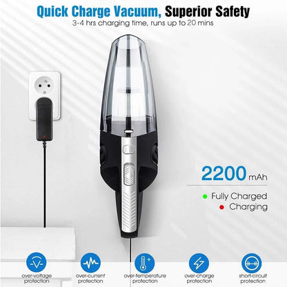 Wireless Vacuum Cleaner Powerful Cyclone Suction Rechargeable Handheld Vacuum Cleaner Quick Charge for Car Home Pet Hair