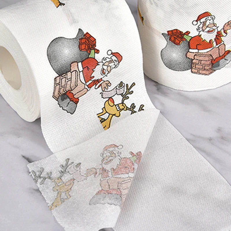 Santa Claus Bath Toilet Roll Paper, Christmas Supplies, Xmas Decor, Multicolor Tissue, New Year