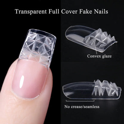 500pcClear Glaze Fake Nail Tips Square Stiletto Coffin Press on Nail Full Cover False Art Nail Capsules for Extension Set LA1989