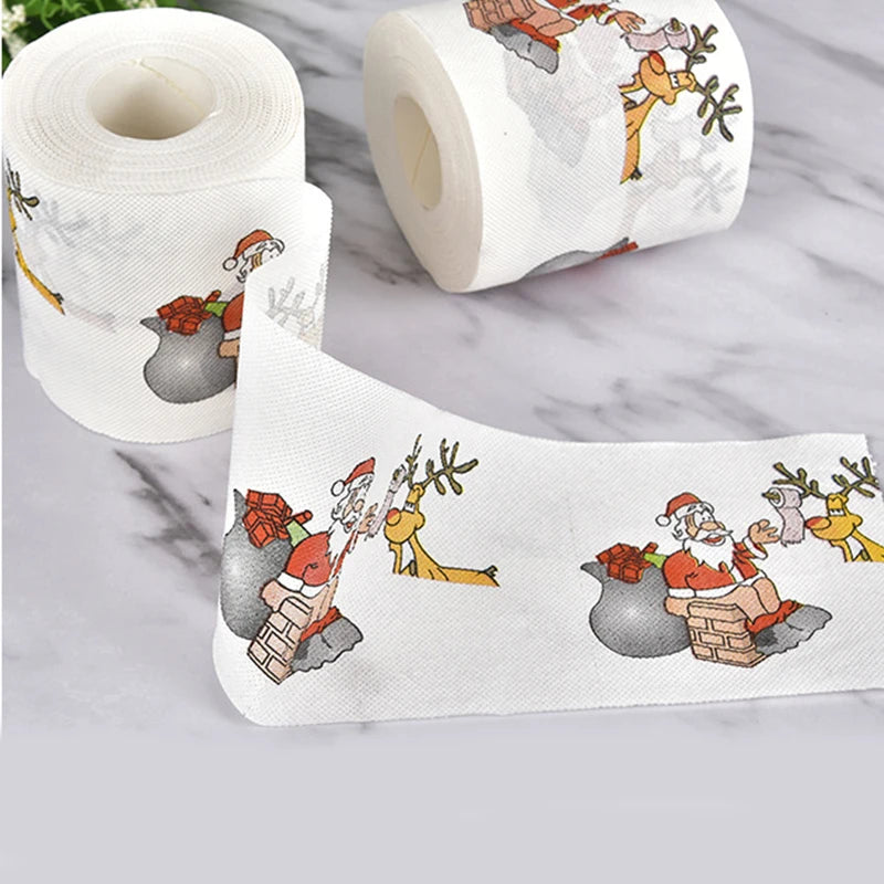 Santa Claus Bath Toilet Roll Paper, Christmas Supplies, Xmas Decor, Multicolor Tissue, New Year