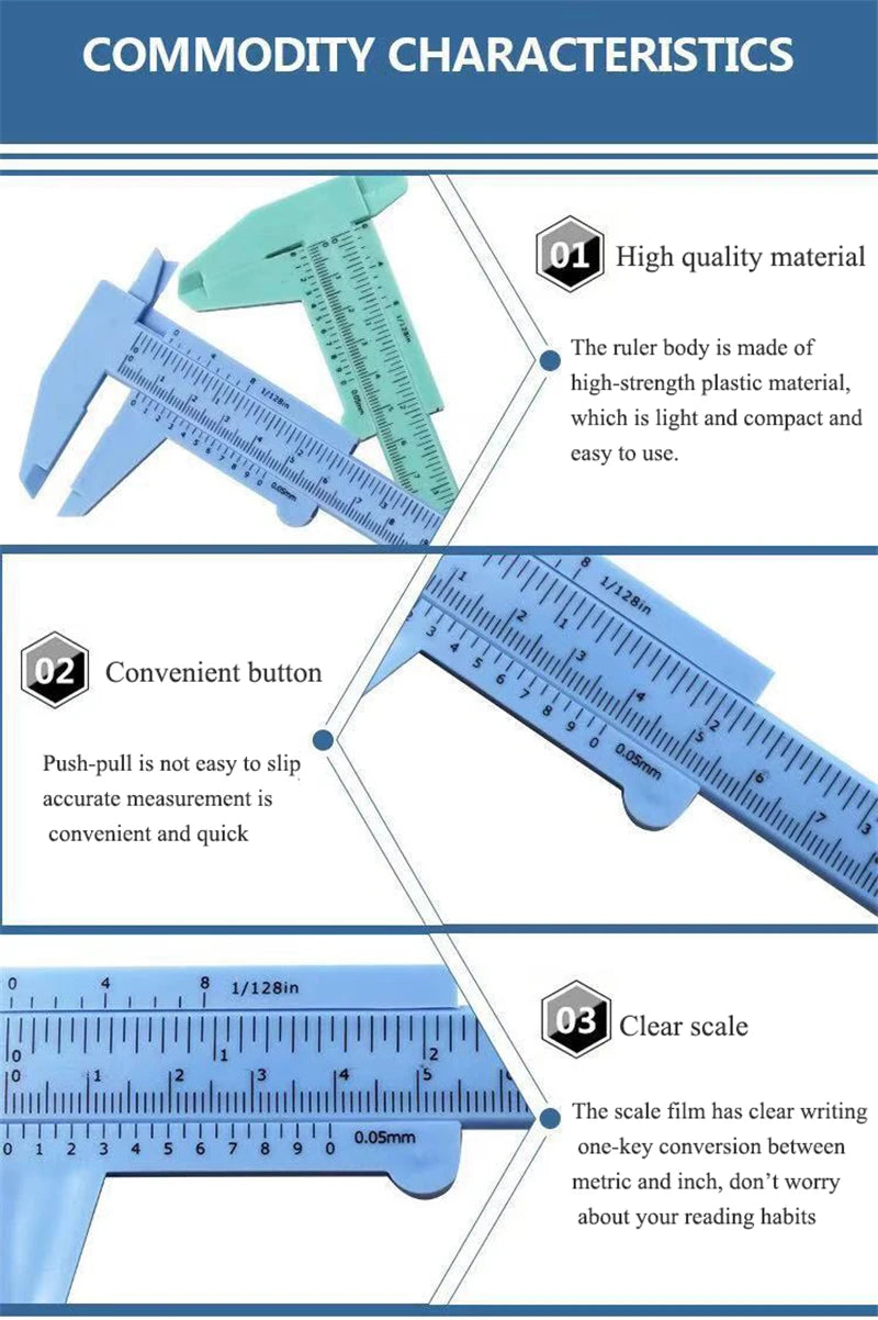 Portable 150MM Plastic Eyebrow Measuring Vernier Caliper Tattoo  Caliper Ruler Plastic Permanent Makeup Measurement Tools