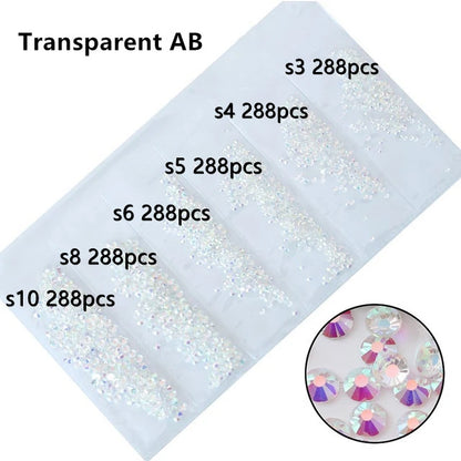 Top Glitter Crystal AB Gold Base Non Hot Fix Rhinestones SS3-SS40 FlatBack Strass Sewing & Fabric Garment Nail Art Decorations