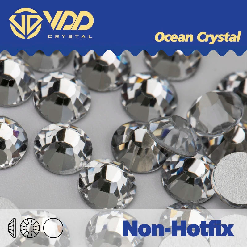 VDD SS3-SS50 Top High Quality Glass Rhinestones Super Bright Crystal Non Hot-fix Flatback Glue On 3D Stones For DIY Nail Art