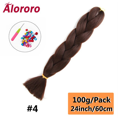 24 Inches Jumbo Braiding Hair Synthetic Hair Extensions Afro Ombre Crochet Braid Hair Wholesale For Women Alororo