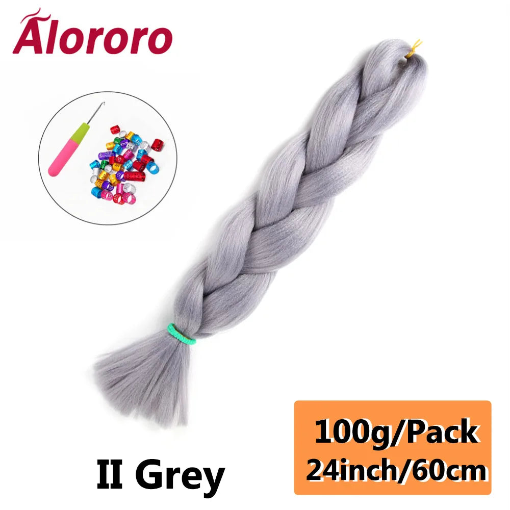 24 Inches Jumbo Braiding Hair Synthetic Hair Extensions Afro Ombre Crochet Braid Hair Wholesale For Women Alororo