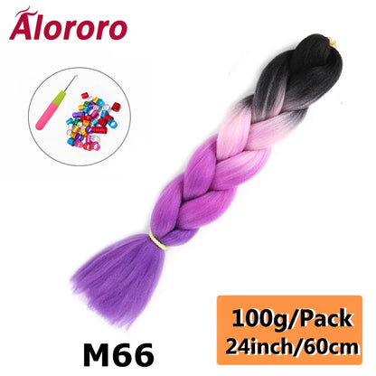 24 Inches Jumbo Braiding Hair Synthetic Hair Extensions Afro Ombre Crochet Braid Hair Wholesale For Women Alororo