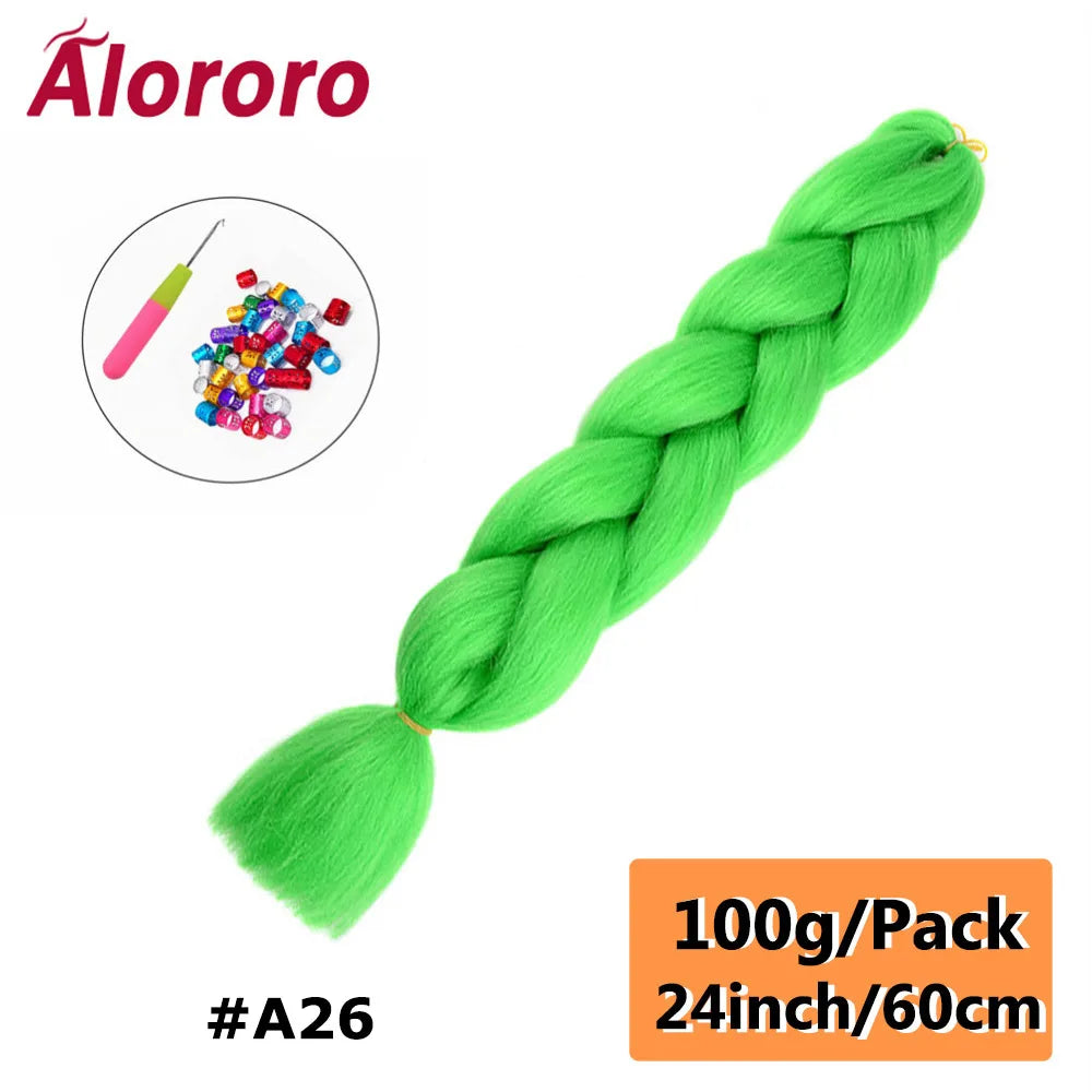 24 Inches Jumbo Braiding Hair Synthetic Hair Extensions Afro Ombre Crochet Braid Hair Wholesale For Women Alororo