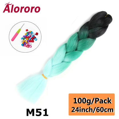 24 Inches Jumbo Braiding Hair Synthetic Hair Extensions Afro Ombre Crochet Braid Hair Wholesale For Women Alororo