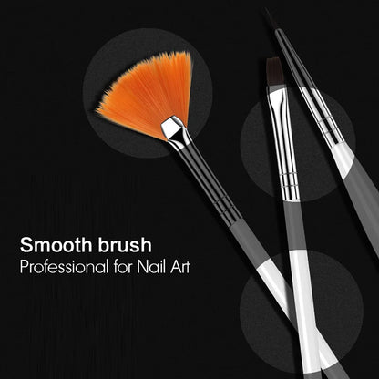 15Pcs/Set Nail Art Brush Ombre Brushes UV Gel Nail Polish Brush Painting Drawing Carving Pen Set For Manicure DIY Design Tools