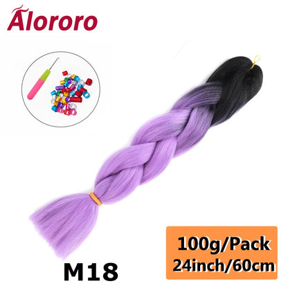 24 Inches Jumbo Braiding Hair Synthetic Hair Extensions Afro Ombre Crochet Braid Hair Wholesale For Women Alororo