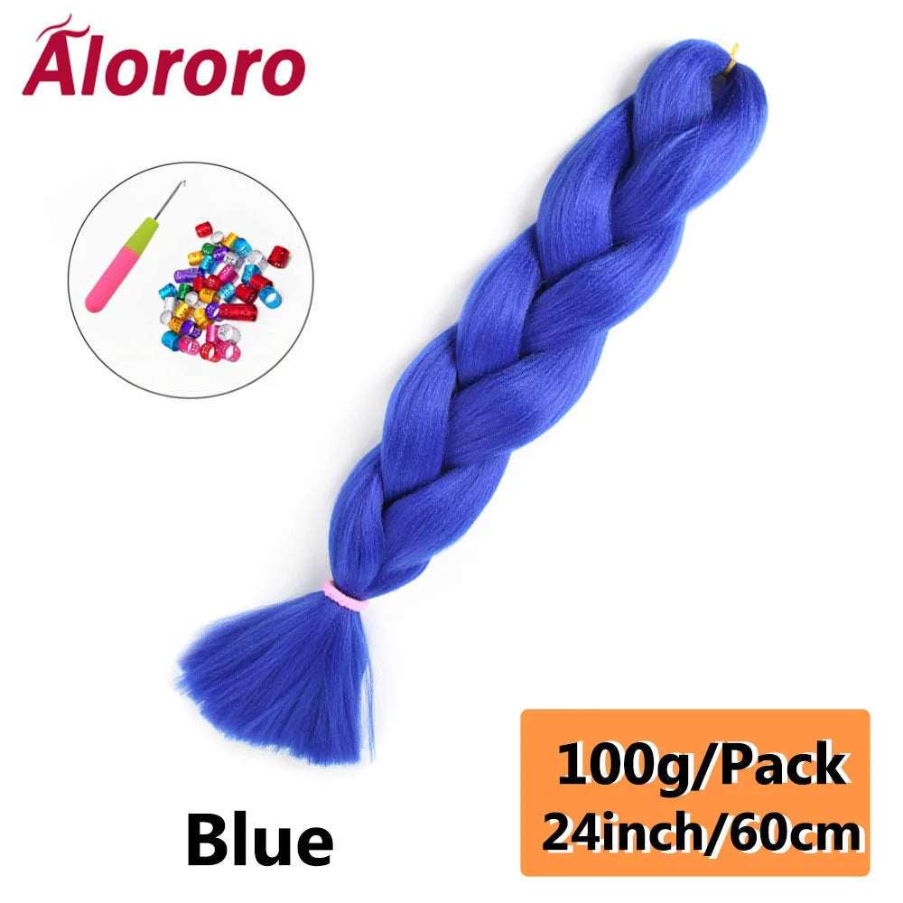 24 Inches Jumbo Braiding Hair Synthetic Hair Extensions Afro Ombre Crochet Braid Hair Wholesale For Women Alororo