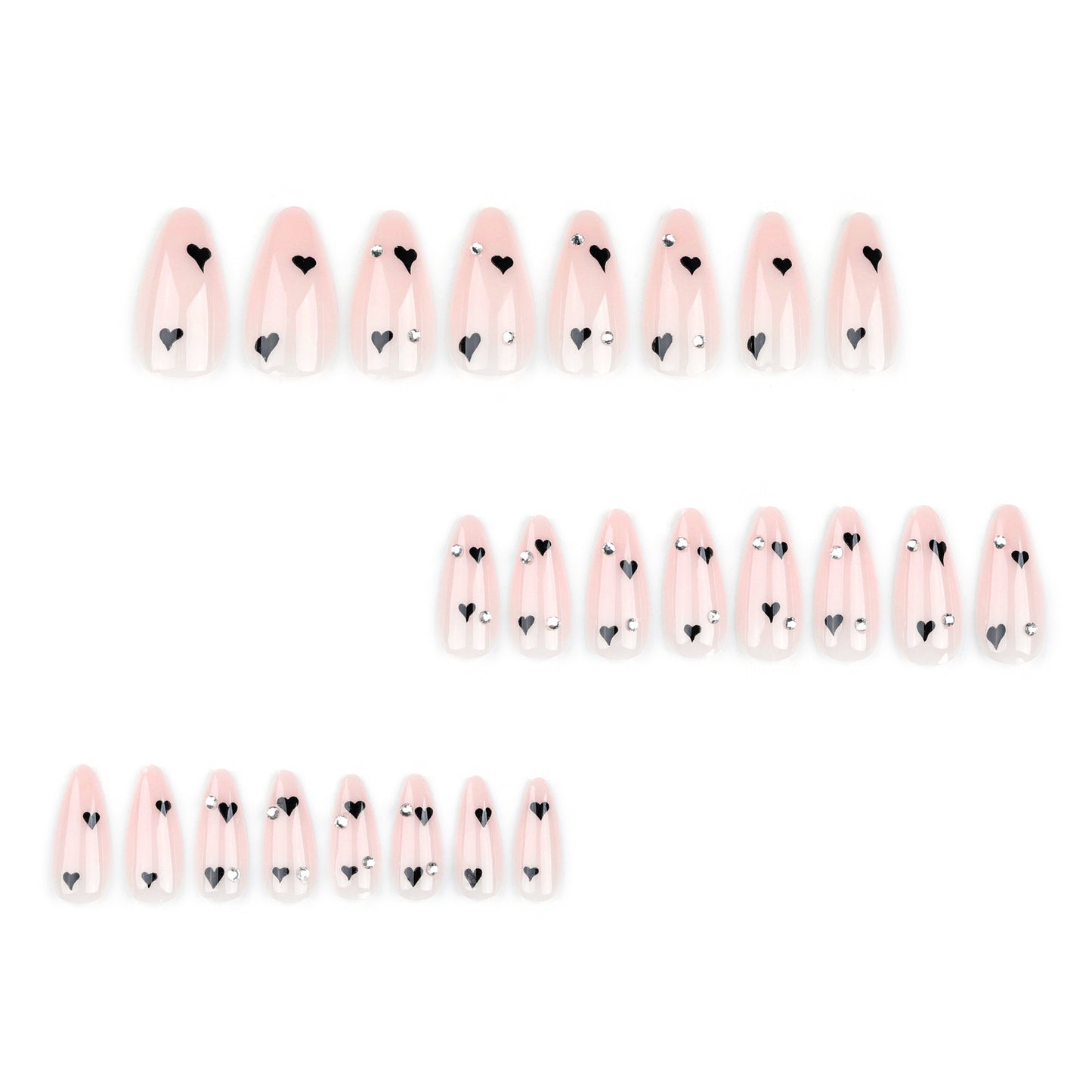 24Pcs Stiletto Press on nails Glitter Almond False Nails French Tip Fake Nails With glue Detachable Full Cover Acrylic Nail Tips