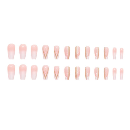 24Pcs Short Square French False Nails with Flower Shiny White Edge Design Pink Glitter Fake Nails Full Cover Press on Nails Tips