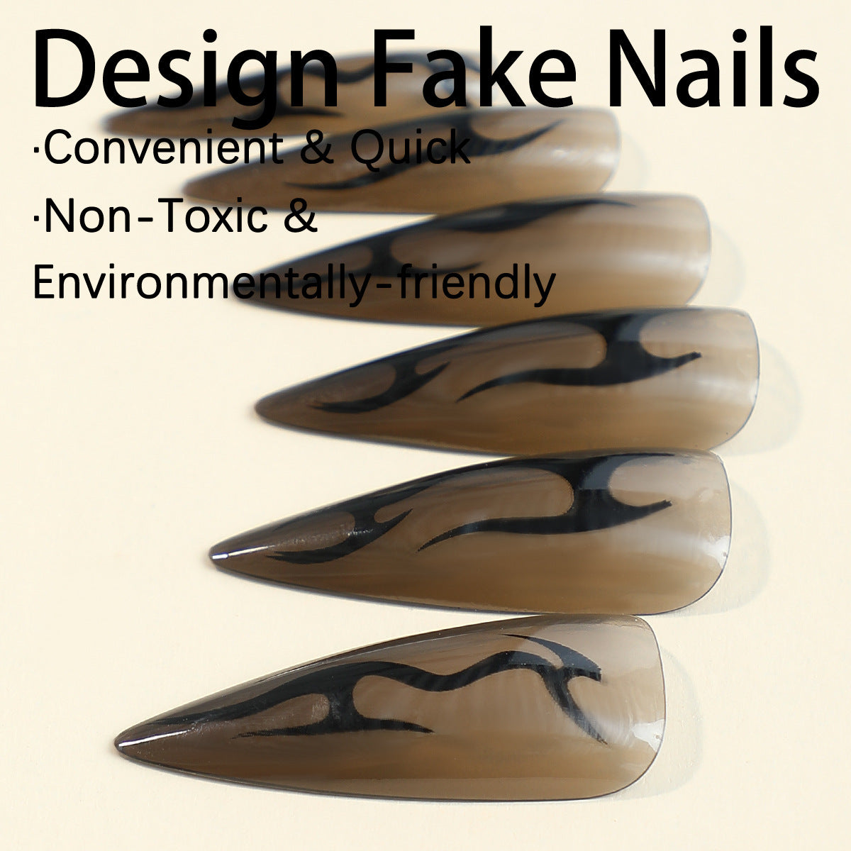 24Pcs detachable Long Stiletto False Nails Almond Fake Nails with gradient Design Press on fake Nails Full Cover Manicure Tips