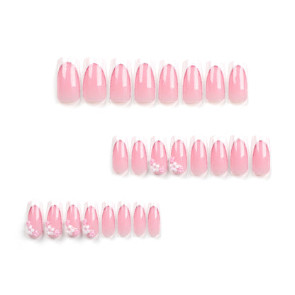 24Pcs Square head pink Press on False Nails with Designs Long Ballet full cover Fake Nails Wearable acrylic artificial Nail tips