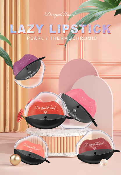 Lip-shaped Lipstick Makeup Temperature Color Changing Lazy Lipstick Velvet Matte Moisturizing Lip Gloss Waterproof Non-stick Cup