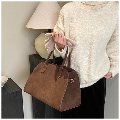 Ladies' Top-handle Bag High-end Feel Niche Design Large Capacity Vintage Commute Handbag For Autumn/winter Season