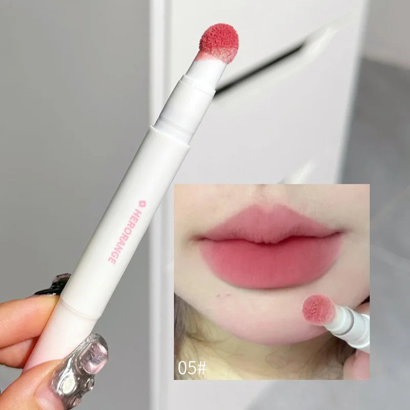 Fluffy Velvet Soft Lip Glaze Liquid Lipstick Cream Nude Matte Rose Red Pigment Waterproof Long Lasting Dye Cheek Lip Tint Paste