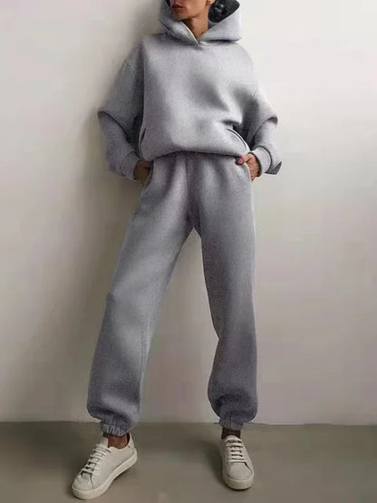 2023 Trend Casual Fashion Thickened Long-sleeved Sweater Pants Two-piece Cap Suit