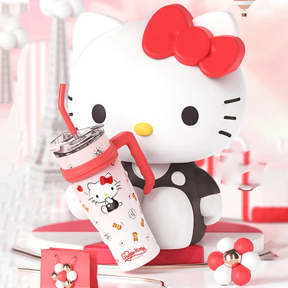 Sanrio Insulated Water Bottle Hello Kitty Cute Figure Large Capacity Straw Thermos700ml  Cup My Melody Cartoon kids Cup Gifts