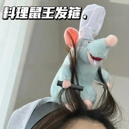 New Ratatouille Hairband Plush Doll Headband Cartoon French Wide-Brimmed Hairpin Photo Headdress Creativity Cute Toy Kids Gifts