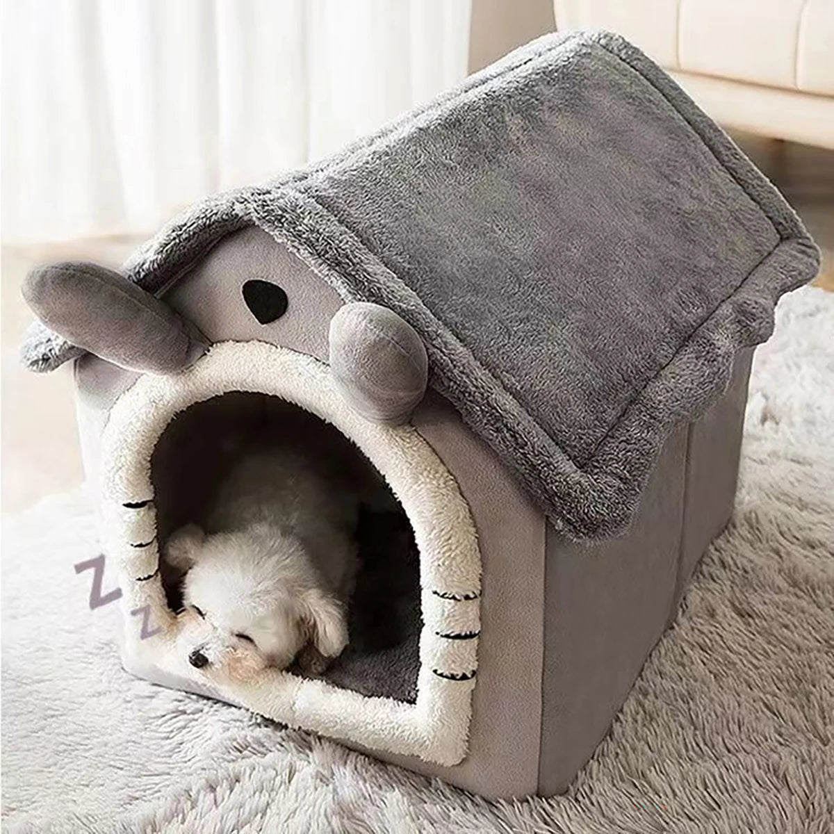 Indoor Warm Dog House Soft Pet Bed Tent House Dog Kennel Cat Bed with Removable Cushion Suitable for Small Medium Large Pets