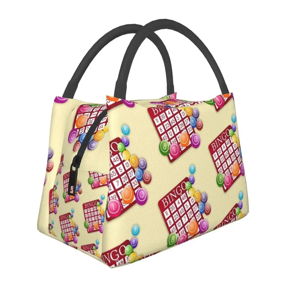 I Love Bingo Game Insulated Lunch Bags for School Office Waterproof Cooler Thermal Lunch Box Women lunchbag