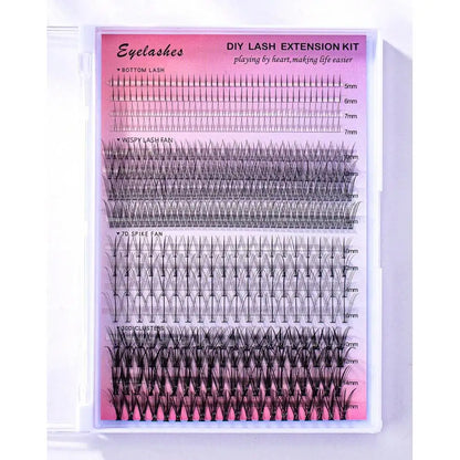 DIY Lash Extension Kit 480pcs Lash Clusters Individual Cluster Lash Extensions DIY Multi-type Mixed for Self Application at Home