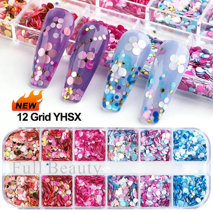 Iridescent Mixed Hexagon Nail Glitter Sequins Holo Flakes Nail Art Powder Gel Polish Paillette Manicure Accessories LADJ01-12-2