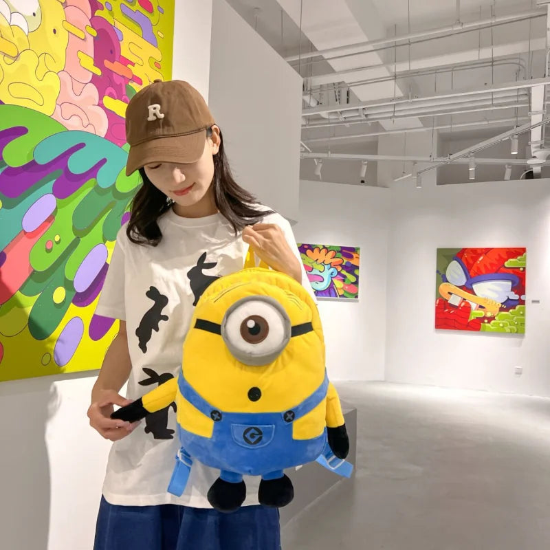 New Cartoon Anime Plush Backpack Minions Doll Large Size School Bag Large Capacity Student Cartoon Backpack