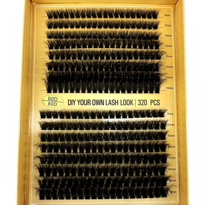 16Rows 320Bundles 5D Fluffy Lashes Cluster 60/80/100D Thick Eyelash Russia Curl Wispy Individual Lashes 8-16mm Eyelash Extension