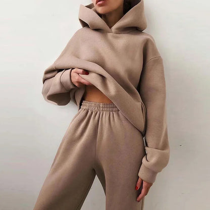 2023 Trend Casual Fashion Thickened Long-sleeved Sweater Pants Two-piece Cap Suit