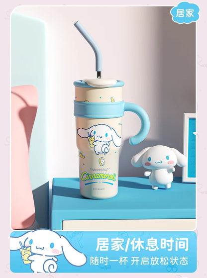 Sanrio Insulated Water Bottle Hello Kitty Cute Figure Large Capacity Straw Thermos700ml  Cup My Melody Cartoon kids Cup Gifts