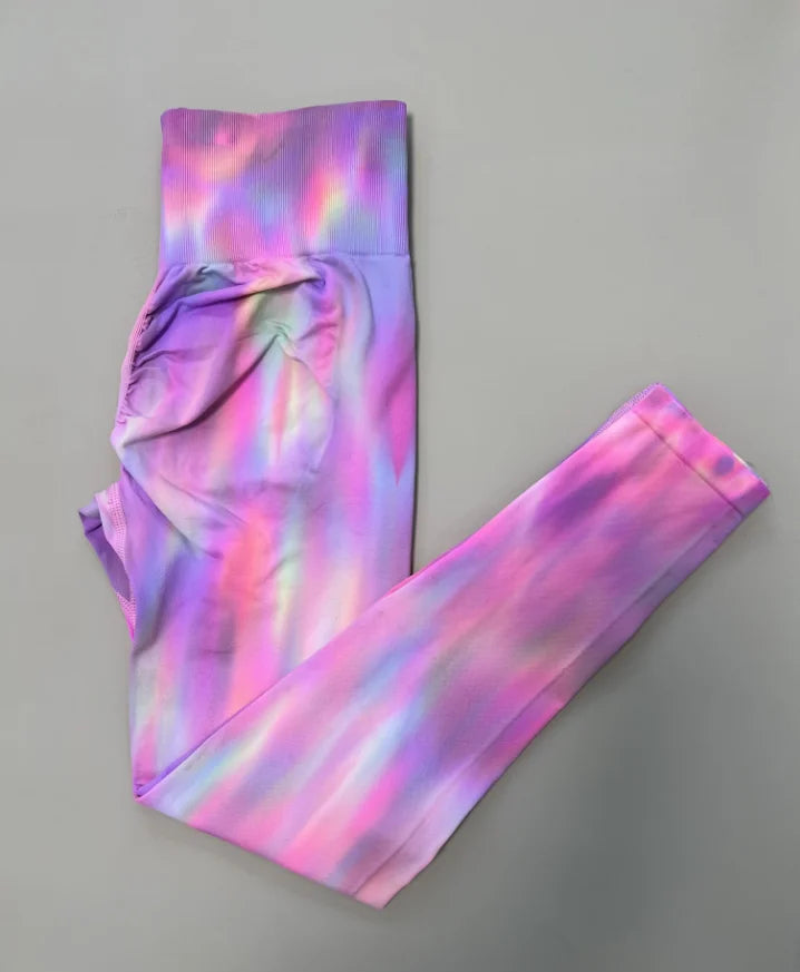 New Tie Dyed High Waist Gym Leggings Push Up Scrunch Seamless Thick Sports Pants Elastic Soft Yoga Workout Leggins Women